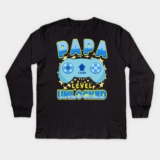 New Papa Level Unlocked Dad Grandpa To Be Kids Long Sleeve T-Shirt